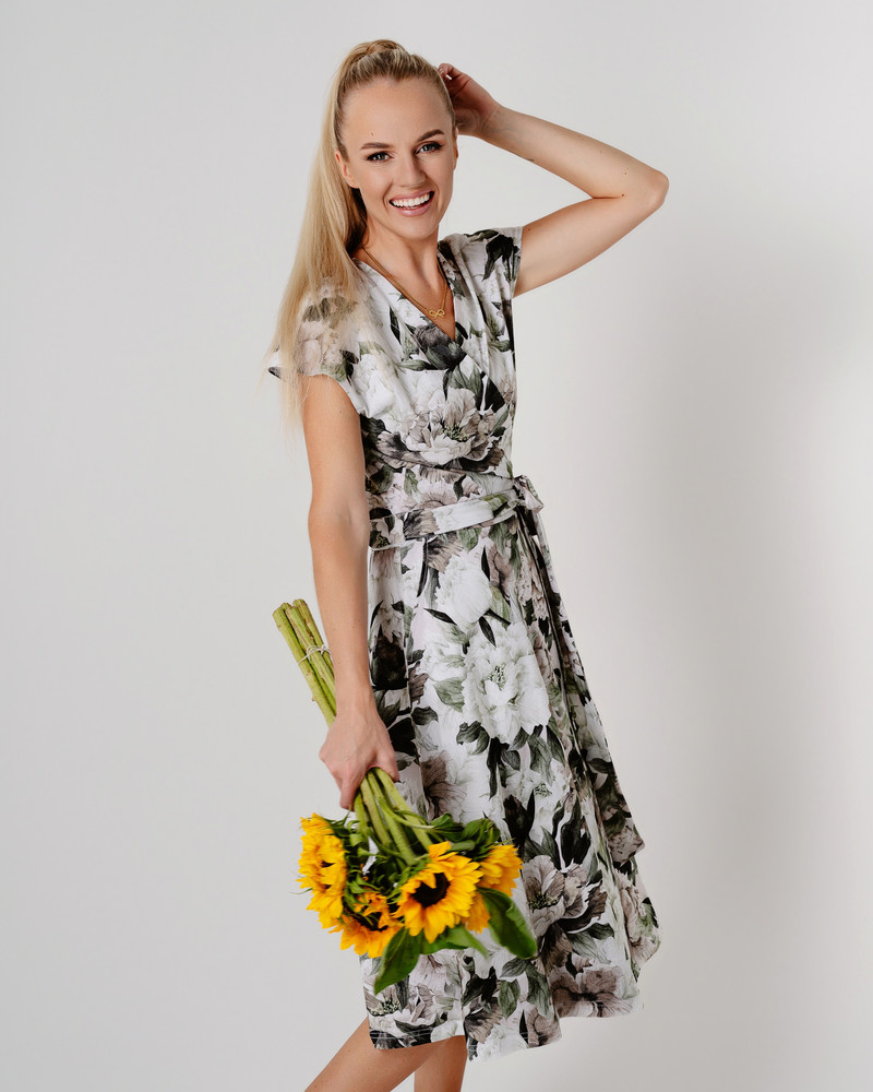 PASTEL PEONY SUMMER MOON MIDI DRESS