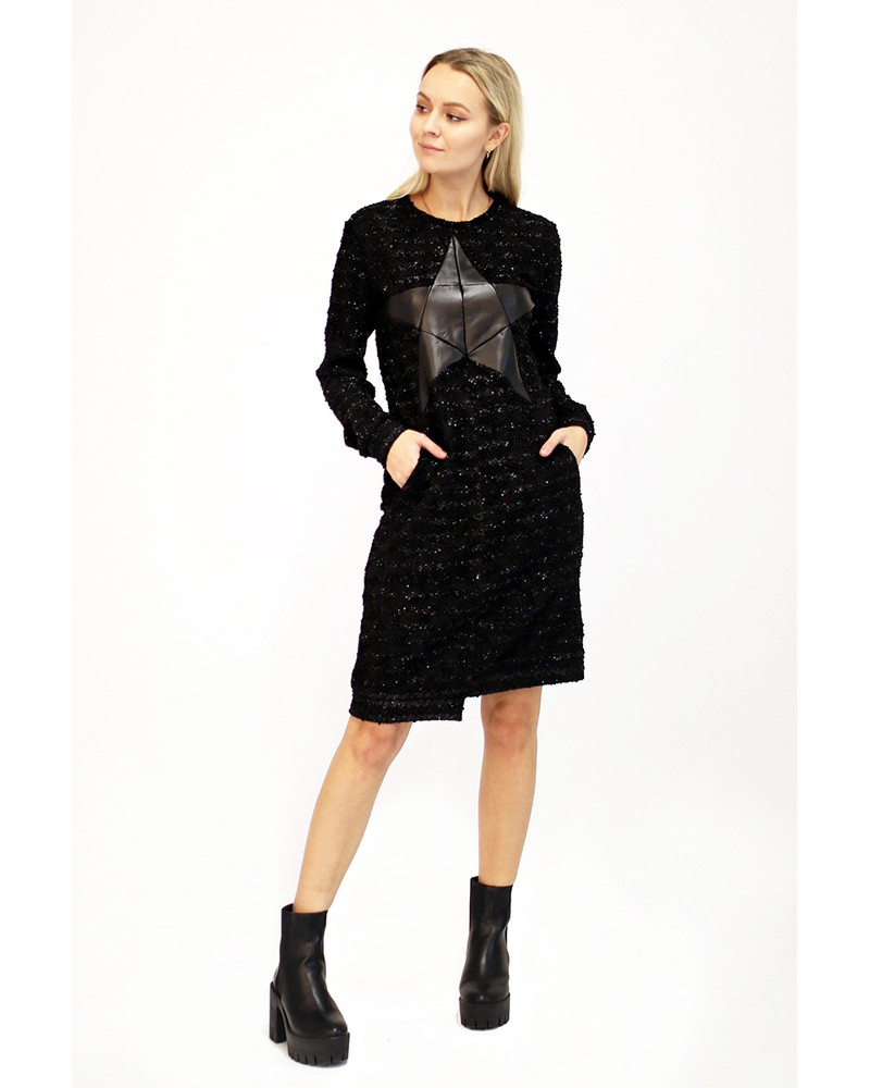 BLACK STAR COOL CUT KNIT DRESS