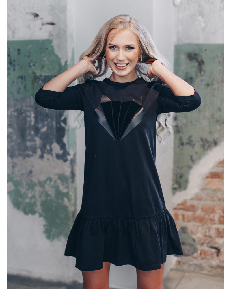 BLACK FOX FRILL DRESS BLACK