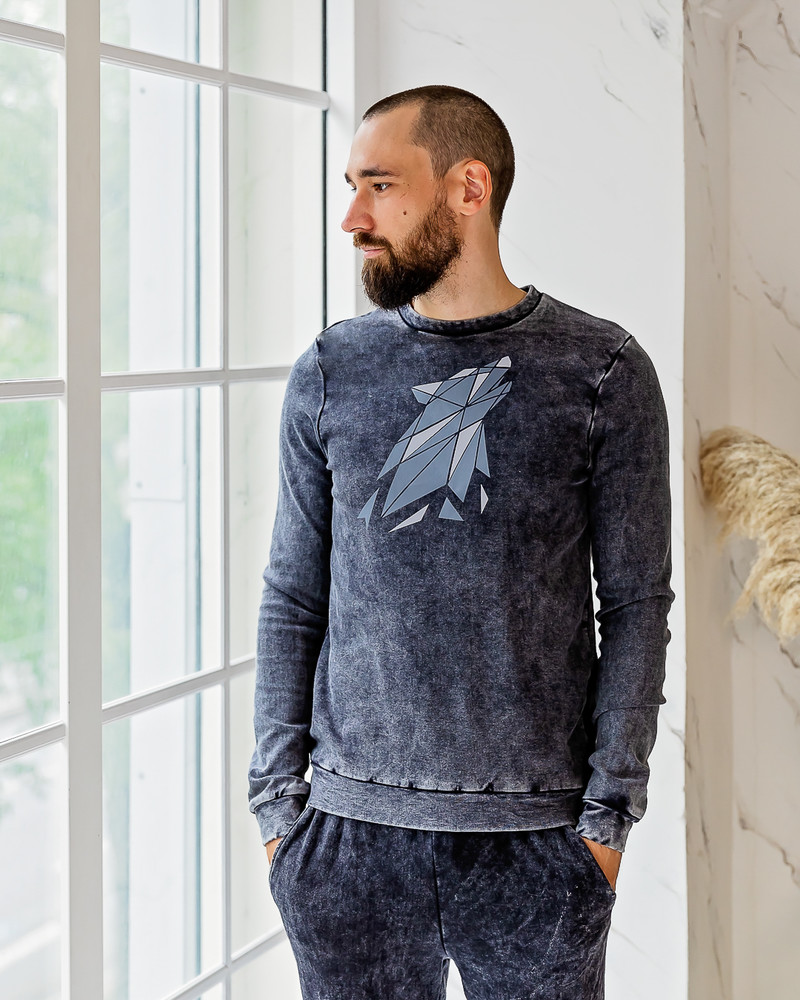 REFLECTOR WOLF MEN SWEATSHIRT ACID WASH