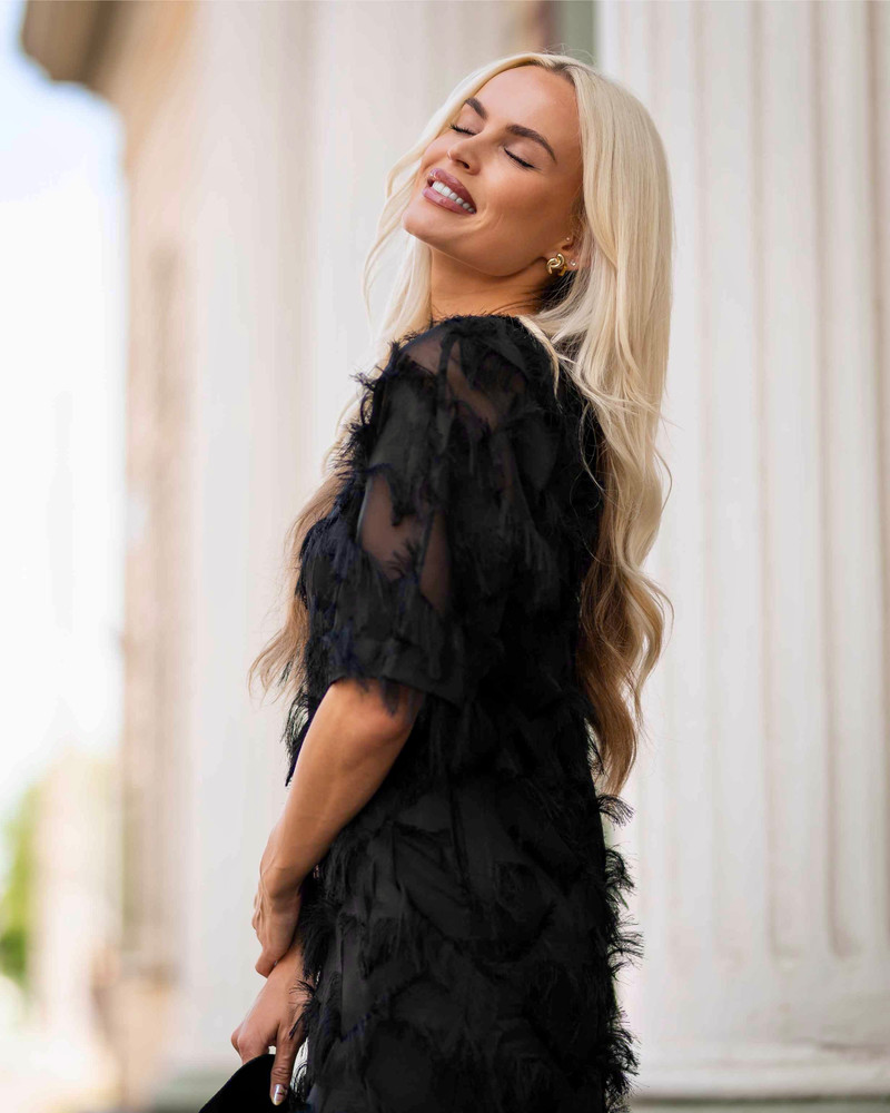 FRINGE DRESS BLACK