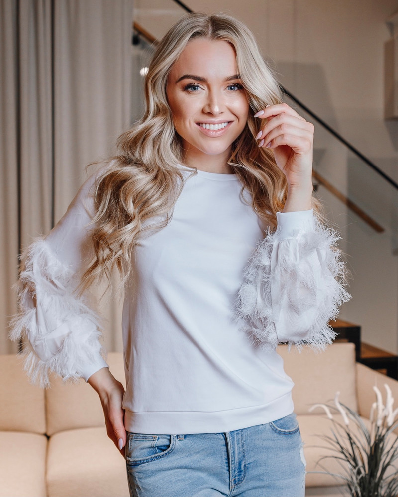 ALICE FRINGE SLEEVES SWEATSHIRT WHITE