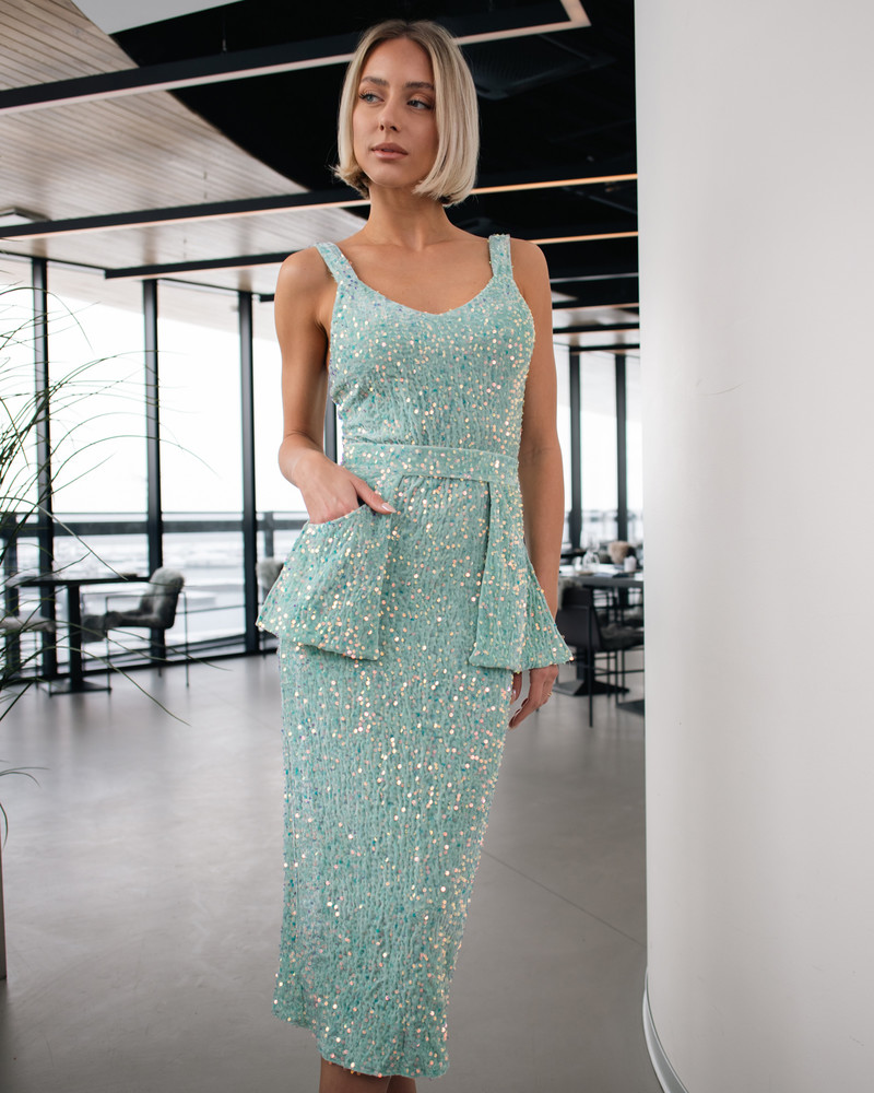 MIDI DRESS SEQUIN MINT