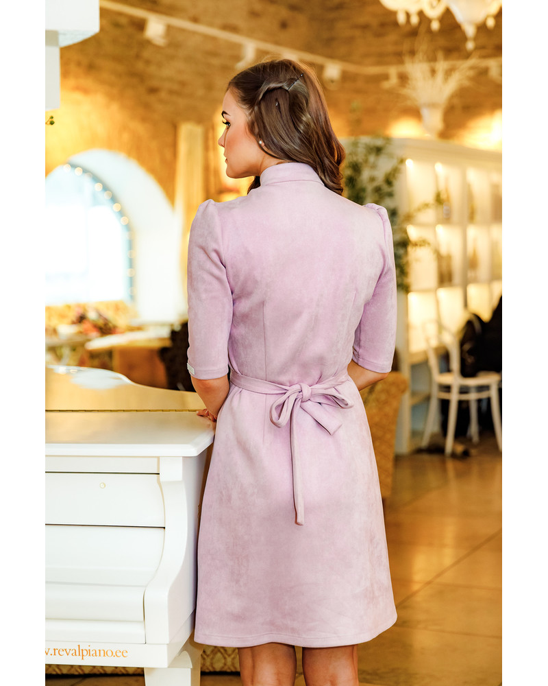 BOW SUEDE DRESS PINK
