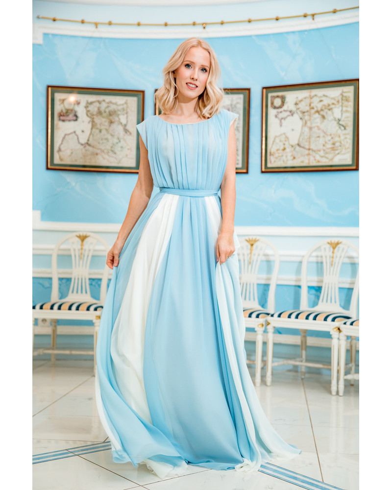 BLUE WHITE DREAMY MAXI DRESS