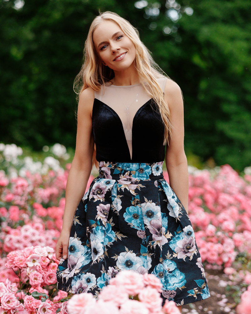 PETUNIA SKIRT JACQUARD FLOWER BLACK
