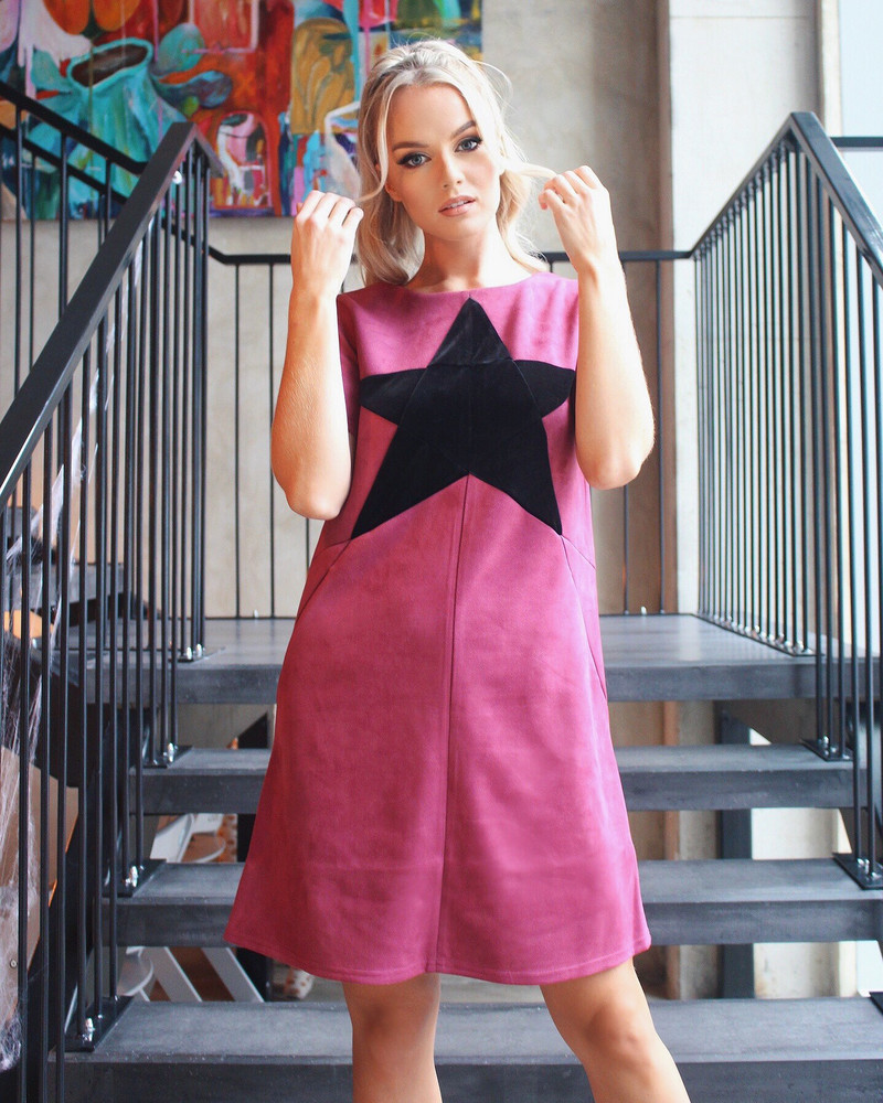 BLACK STAR MINI DRESS PURPLE