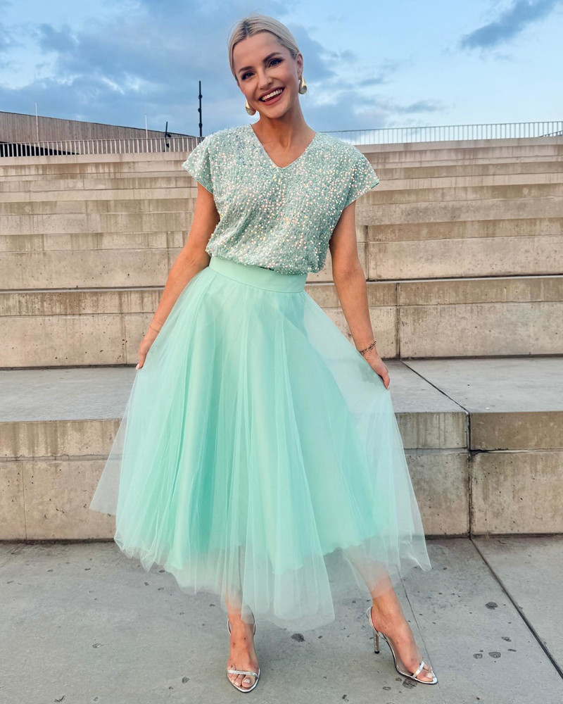 MINT MESH MIDI SKIRT