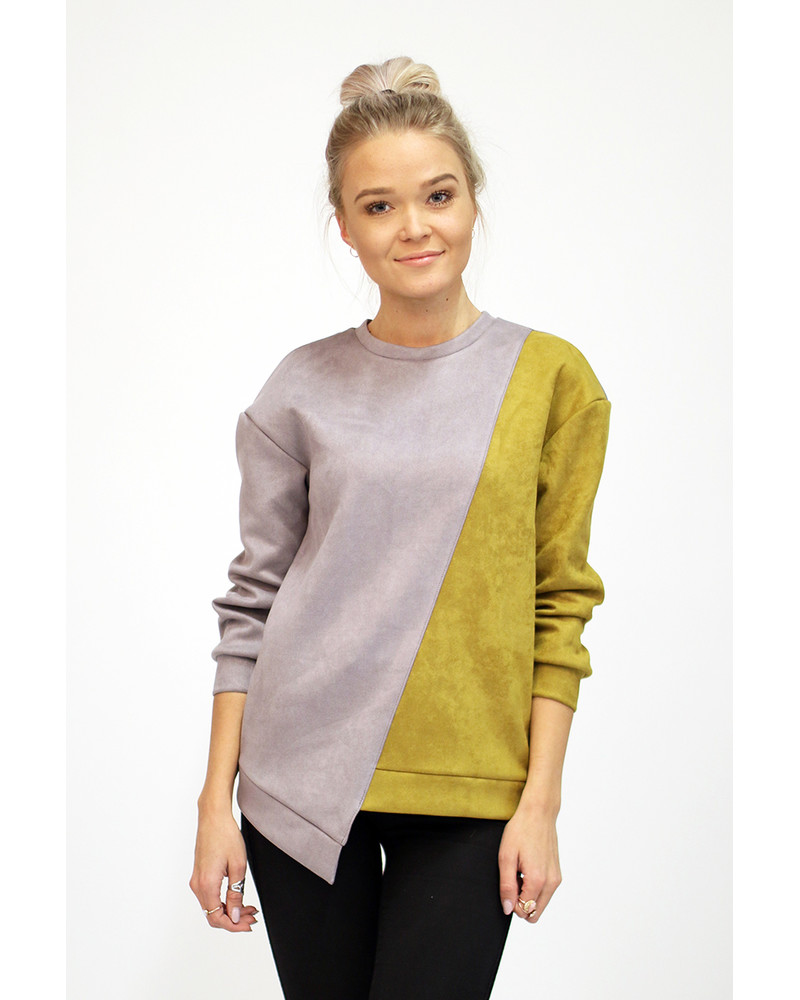 GREY MUSTARD DIAGONAL SWEATER