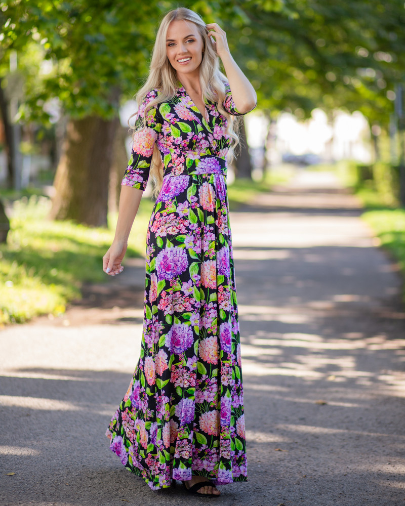 HORTENSIA MAXI ELEGANT DRESS BLACK