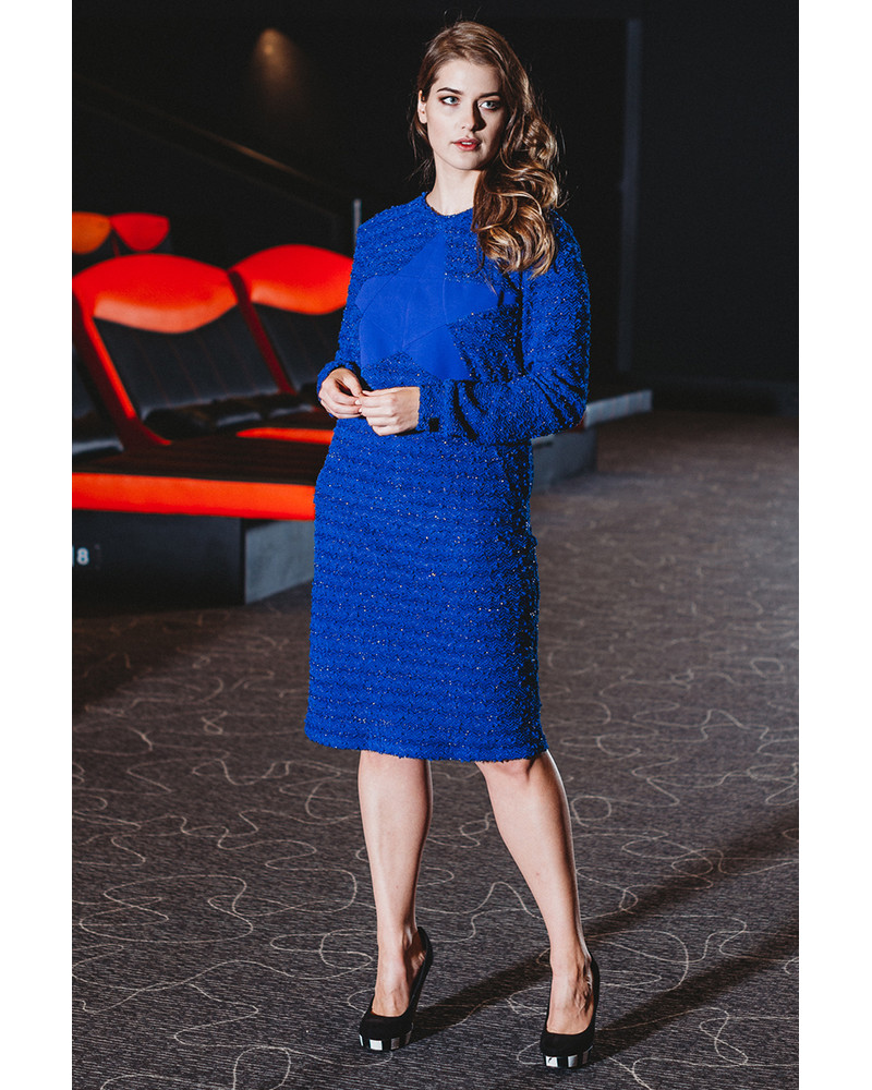 BLUE STAR KNIT SWEATER+SKIRT SET