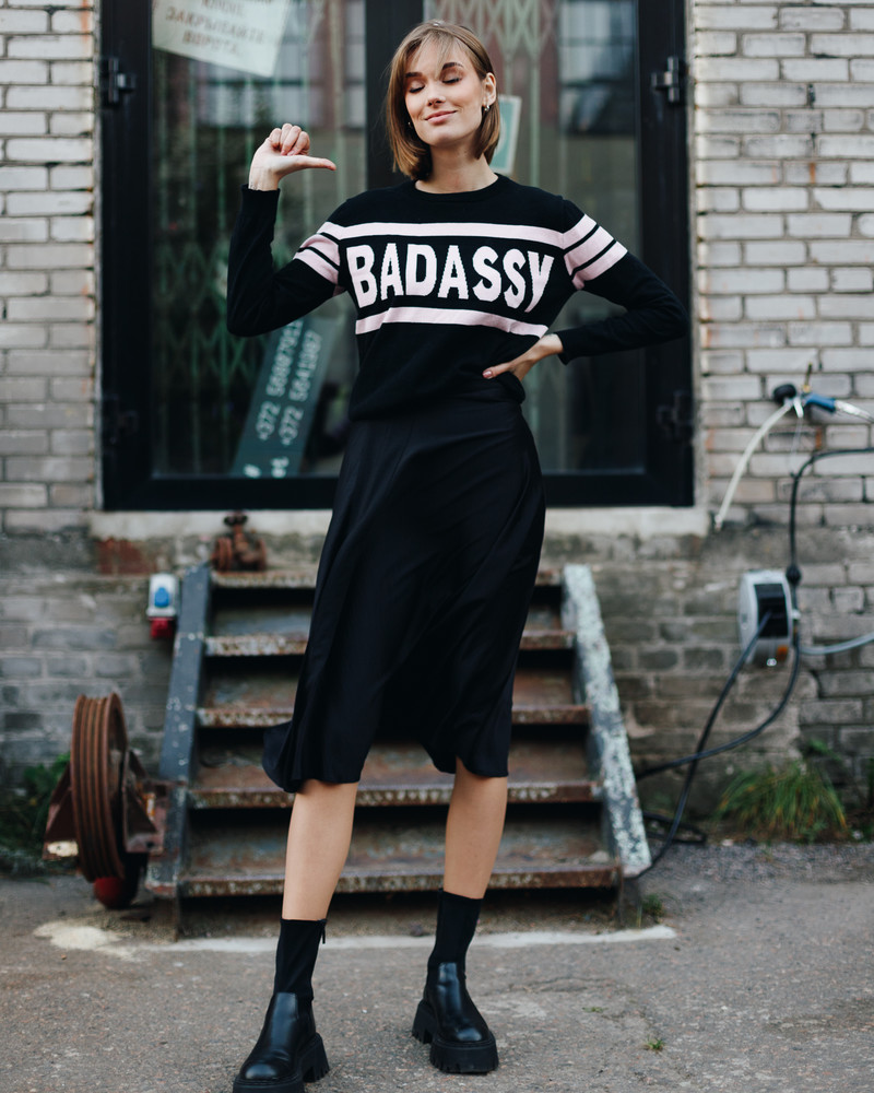 SILKY MIDI SKIRT BLACK