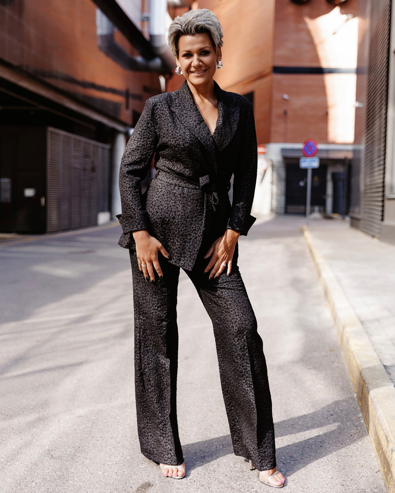 FLOWER POWER SUIT BLACK TROUSERS