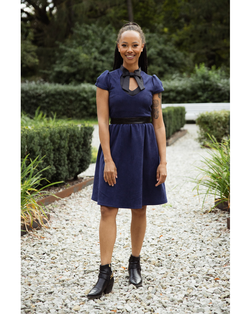 DOLLABLE DRESS SUEDE NAVY BLUE