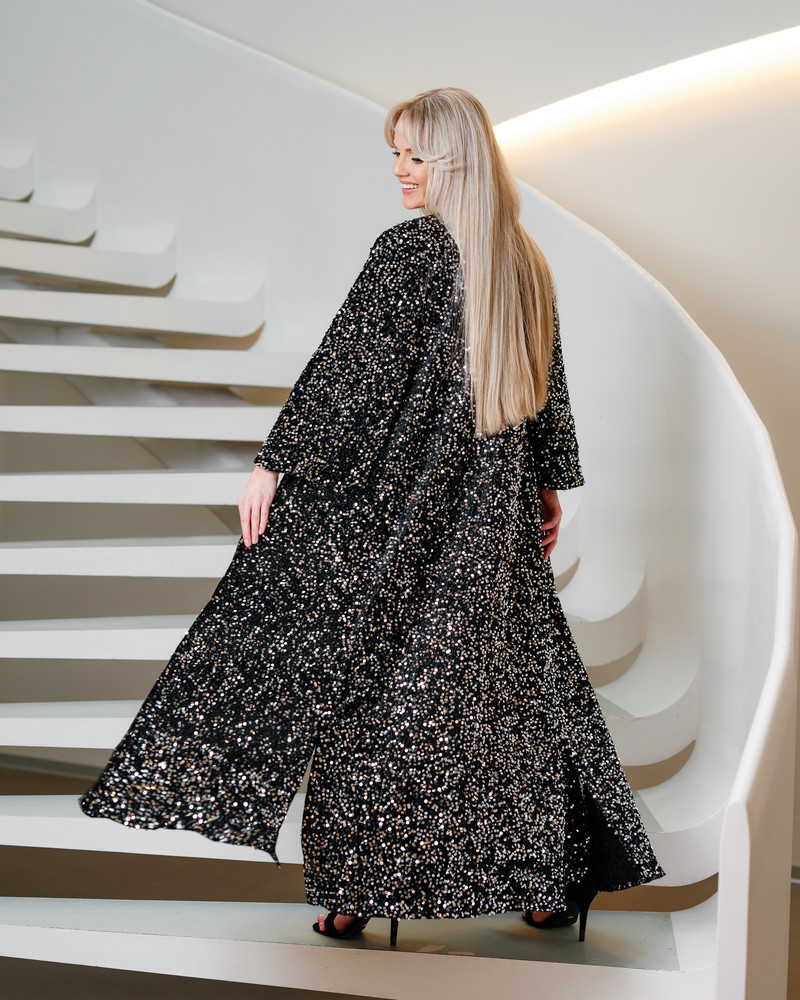 SEQUIN FLYAWAY KIMONO SILVER