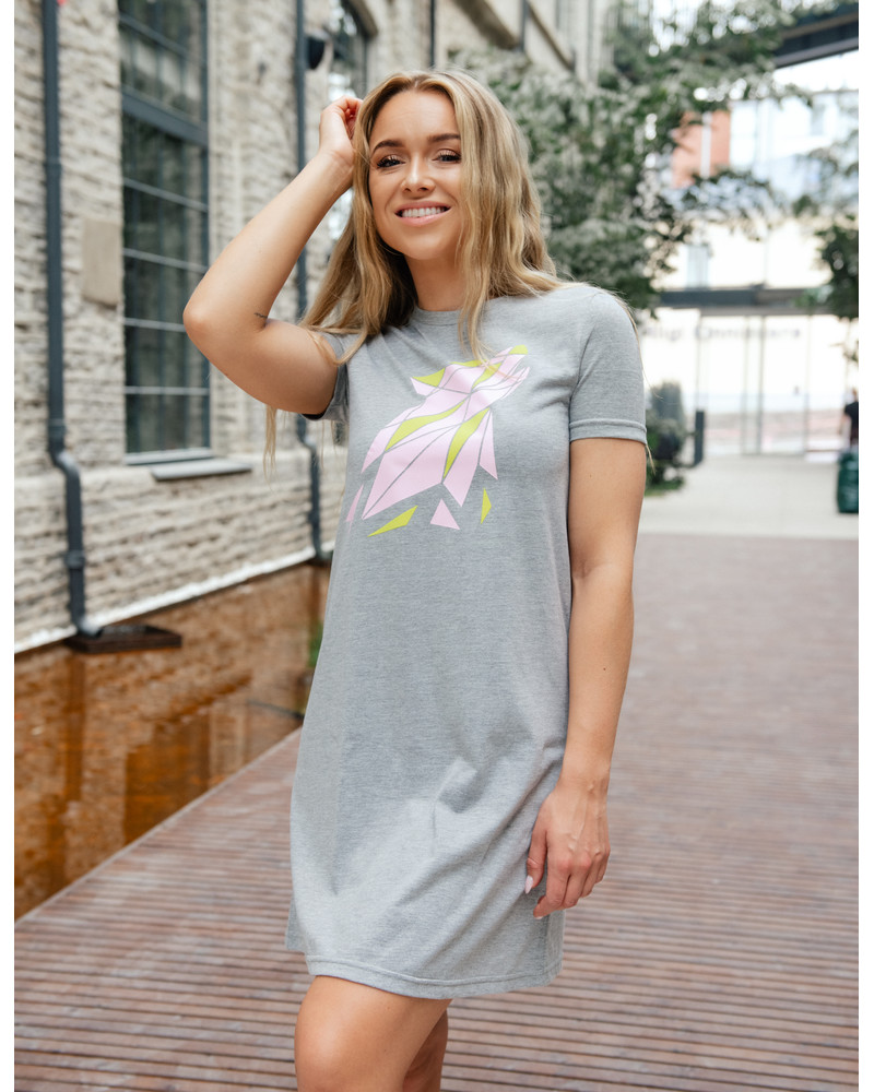 WOLF PRINT DRESS GREY