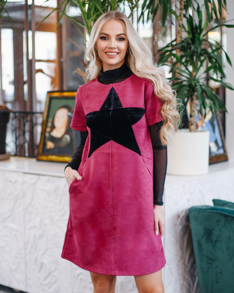 BLACK STAR MINI DRESS PURPLE