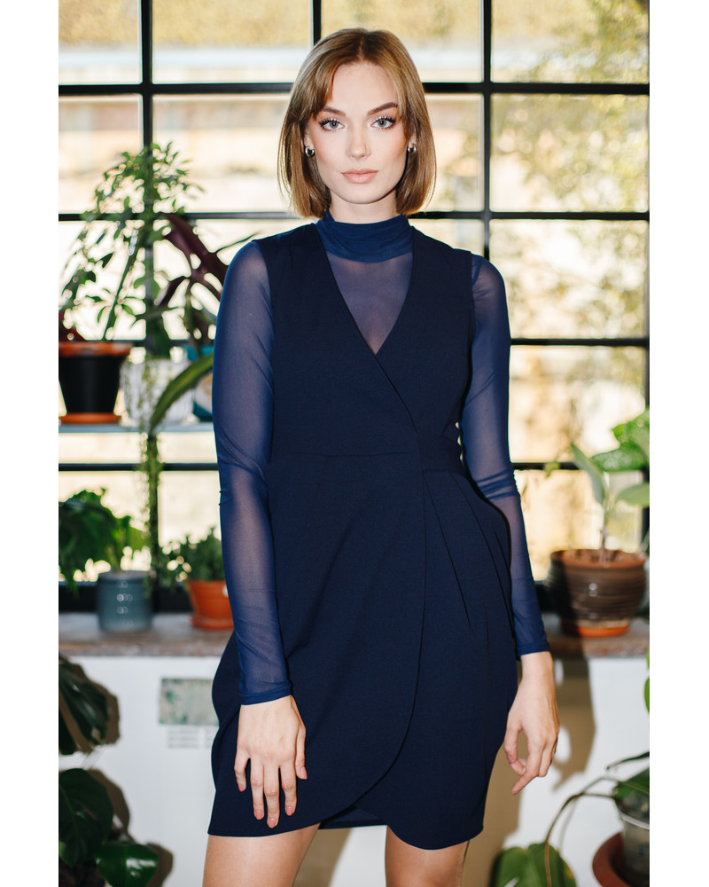 TULIP POCKET DRESS NAVY BLUE