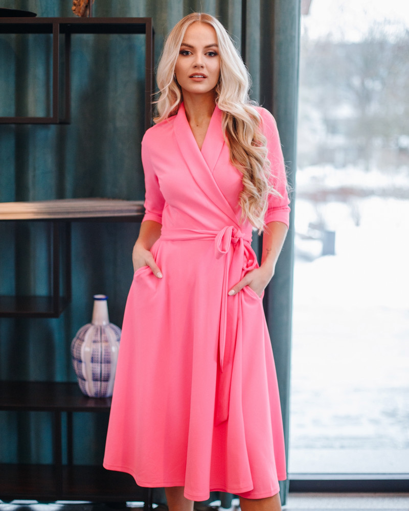 MOON MIDI DRESS NEON PINK