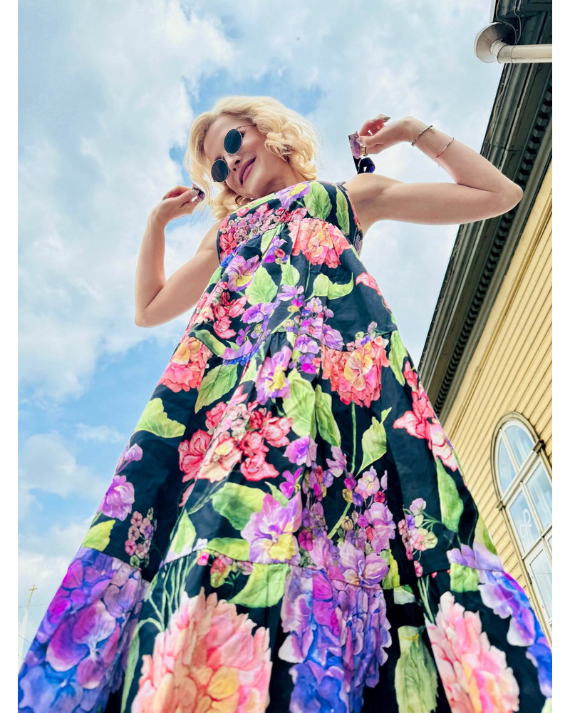 HORTENSIA KNOT MIDI DRESS BLACK