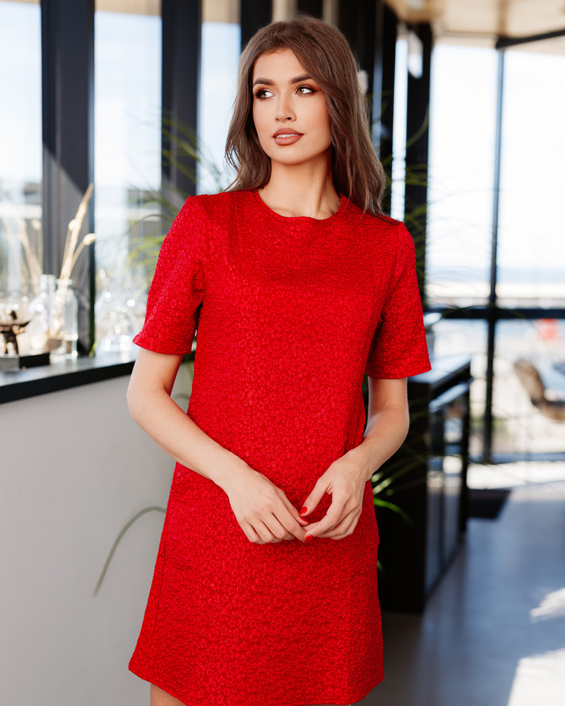 MISS 60 DRESS JACQUARD RED