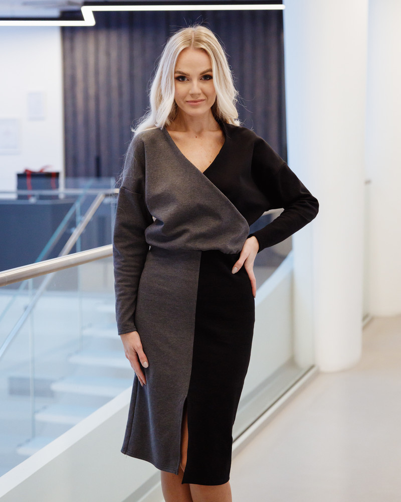 MARNA DRESS GREY & BLACK