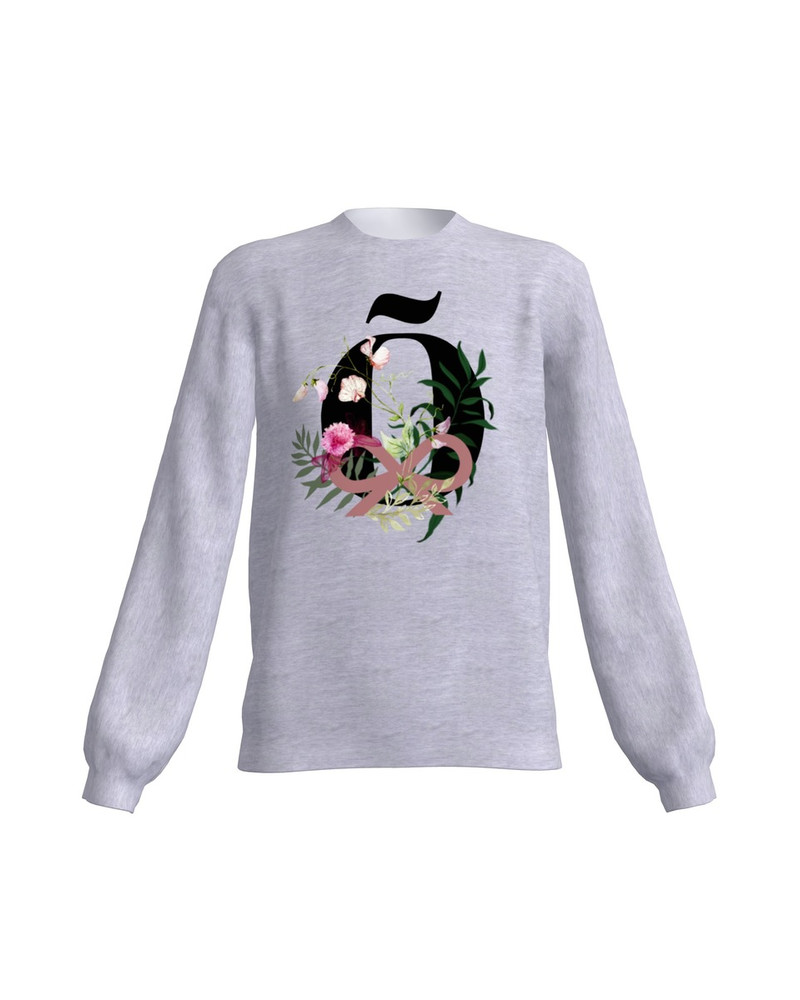 LETTER Õ FLORAL SWEATSHIRT LIGHT GREY