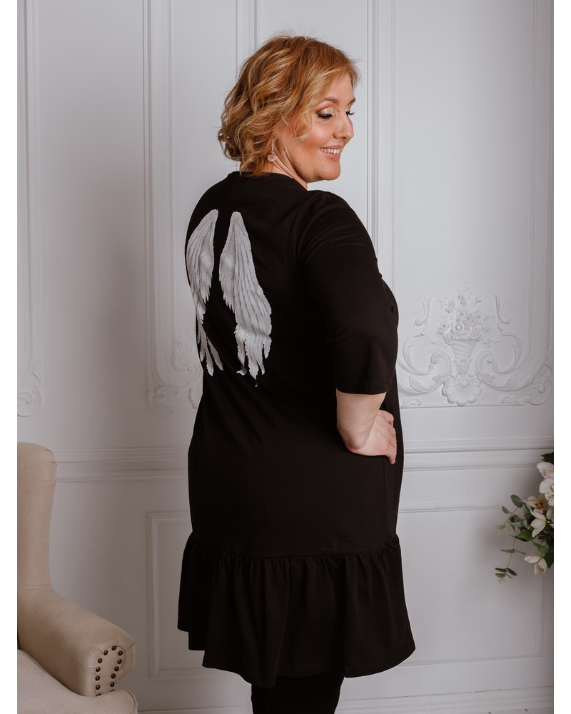 ANGEL FRILL DRESS BLACK