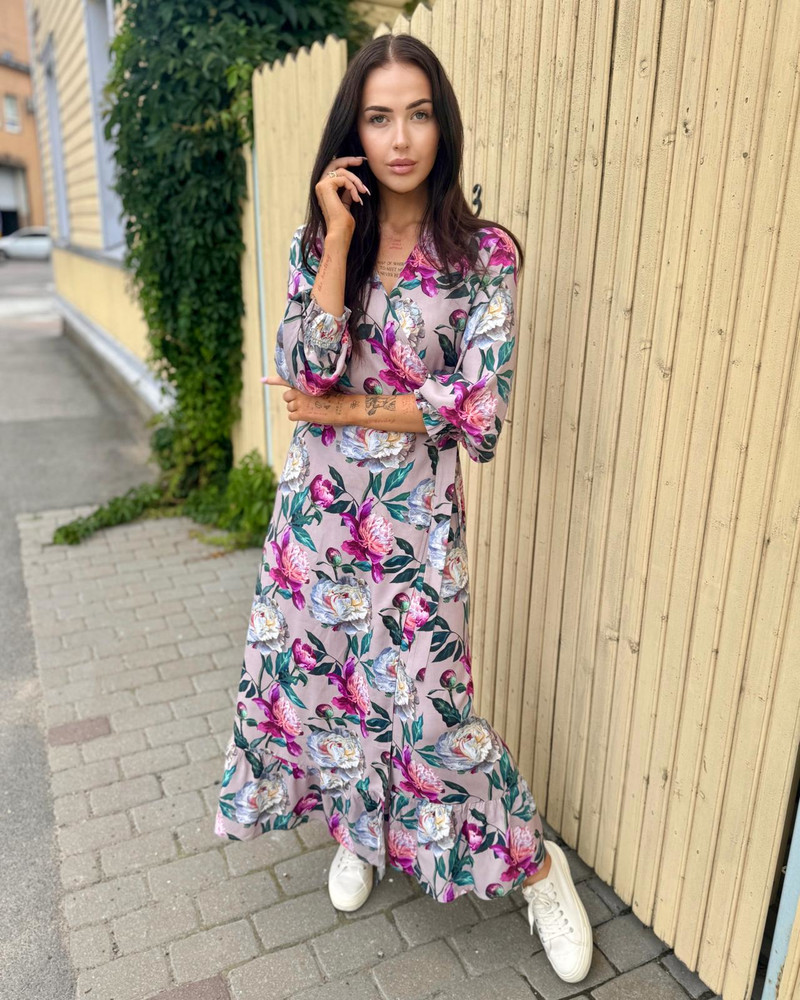 WRAP LONG DRESS PEONY