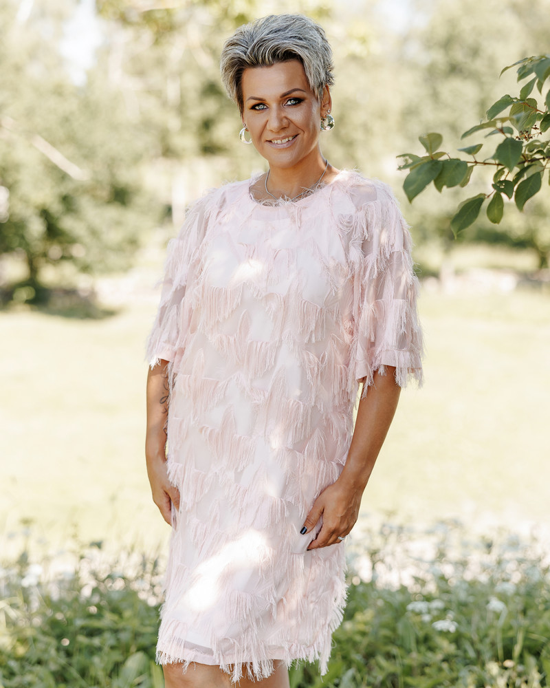 FRINGE DRESS PEACHY