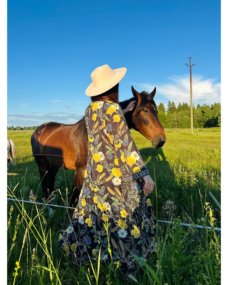 CORNFLOWER FLYAWAY KIMONO BLACK