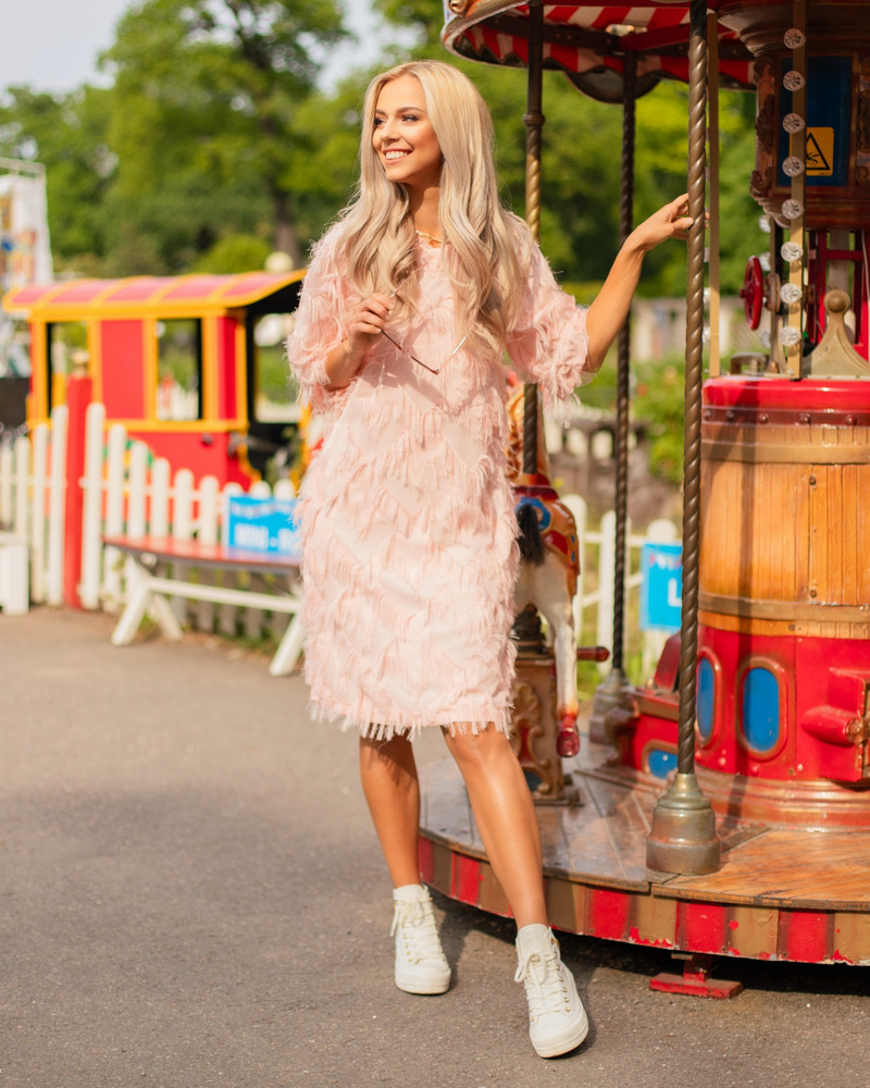 FRINGE DRESS PEACHY