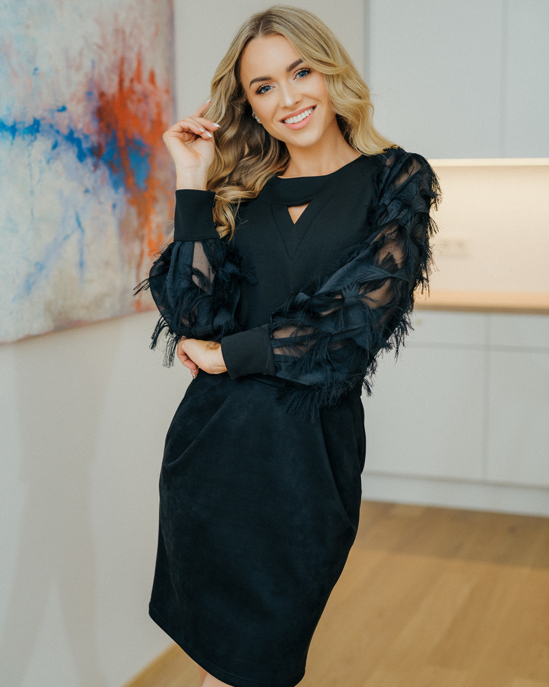 GALAXY FRINGE BLOUSE BLACK