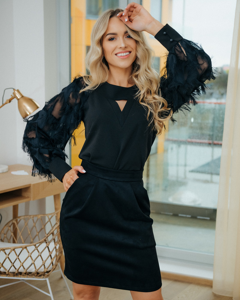 GALAXY FRINGE BLOUSE BLACK