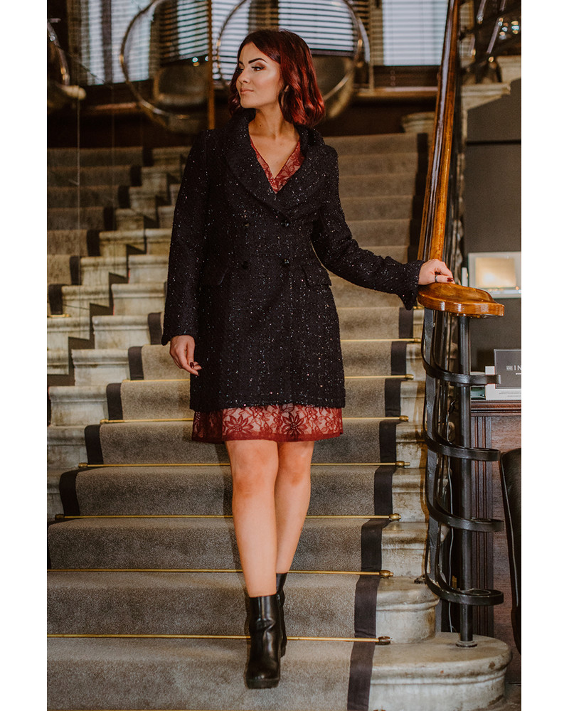 DARK BLUE SHINY COAT DRESS