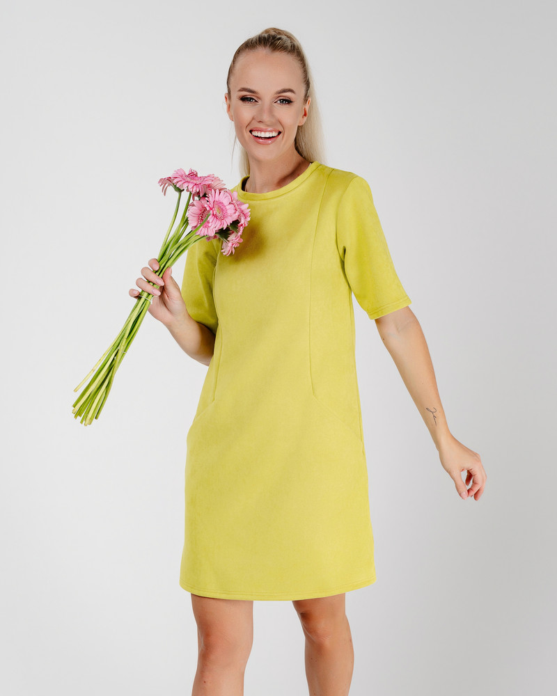 JACQUARD MINI DRESS LIME GREEN