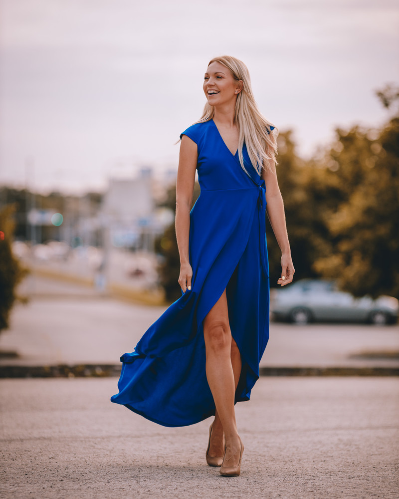 WRAP MAXI DRESS ELECTRIC BLUE