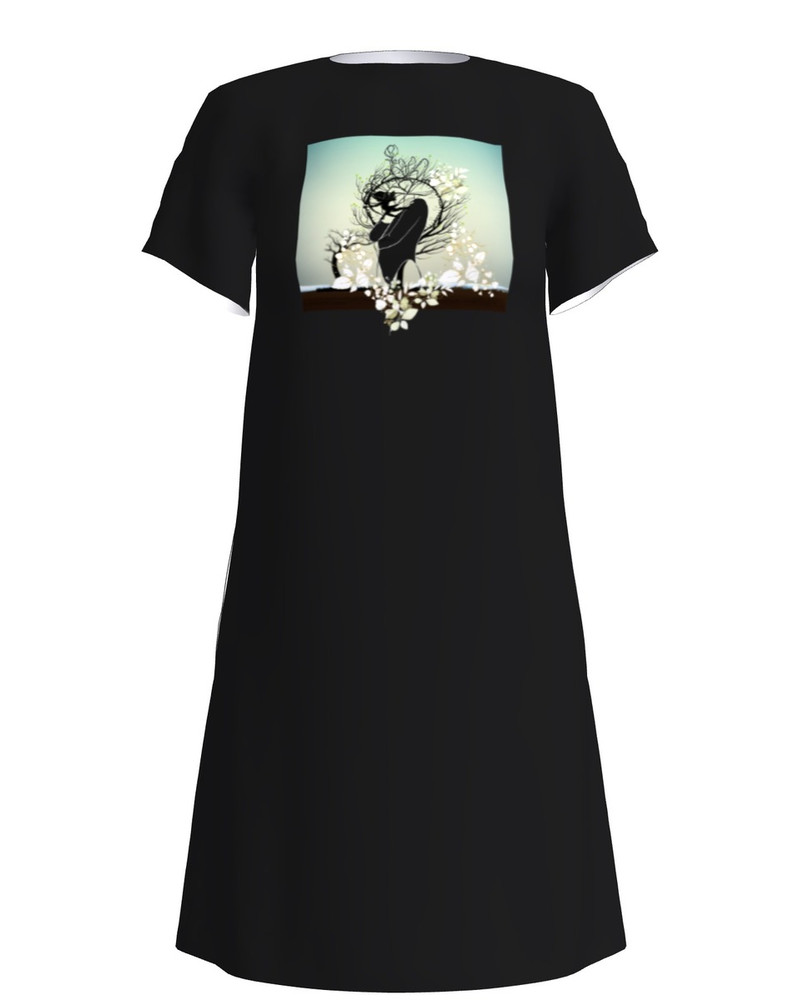 FLOWER HEART Dress A Black