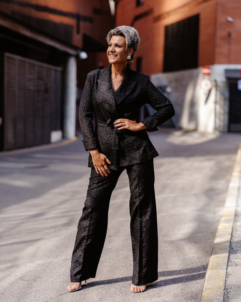 FLOWER POWER SUIT BLACK TROUSERS