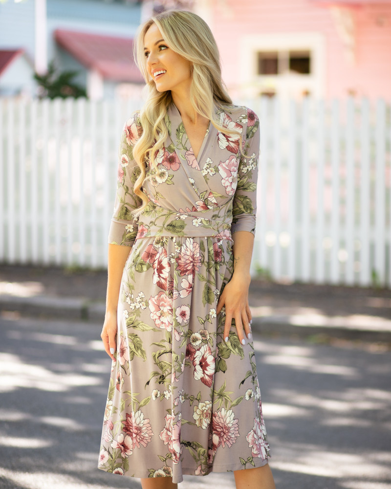 FLOWER ELEGANT DRESS GREY THIN