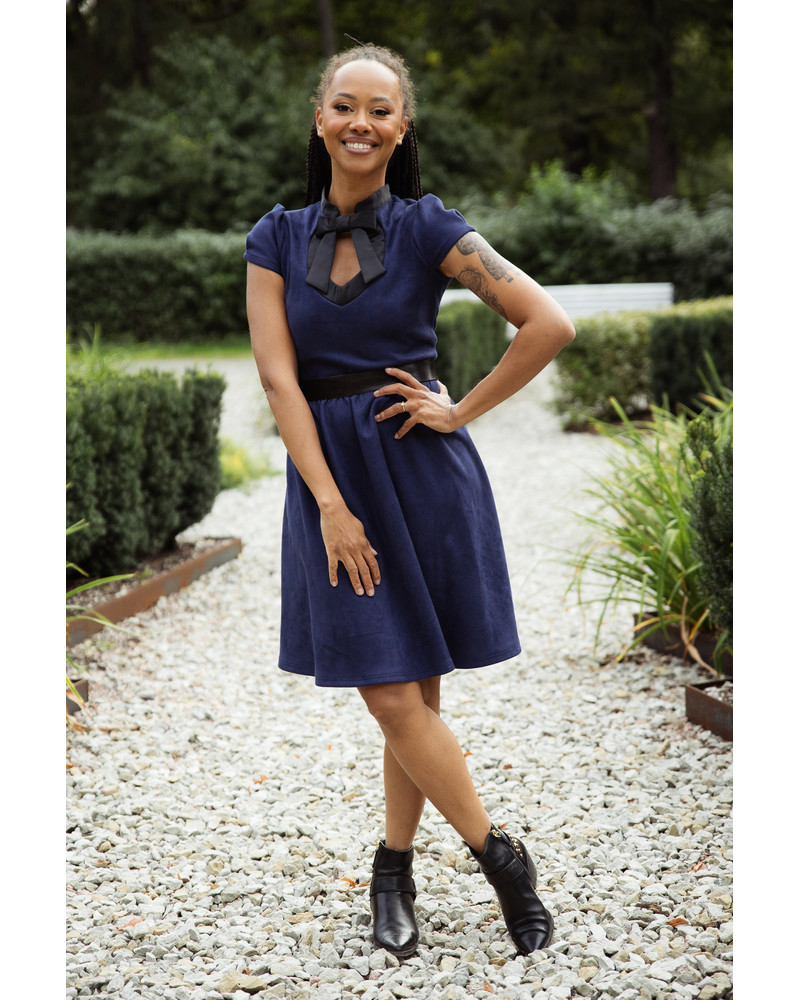 DOLLABLE DRESS SUEDE NAVY BLUE