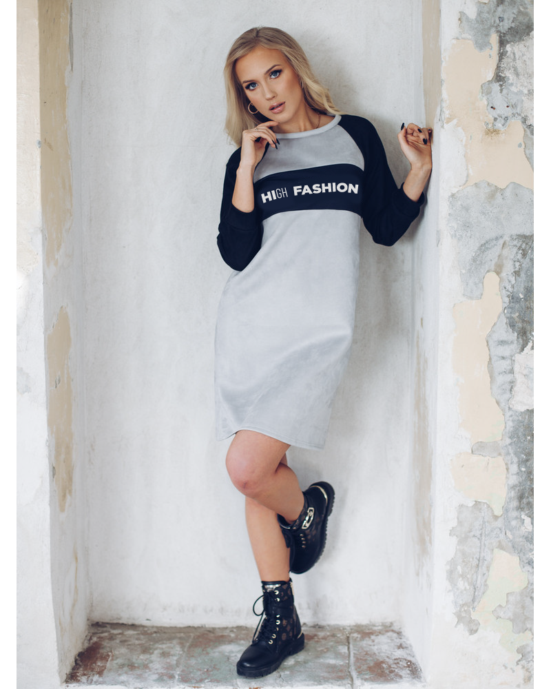 HIGH FASHION DRESS SUEDE BLACK & GREY