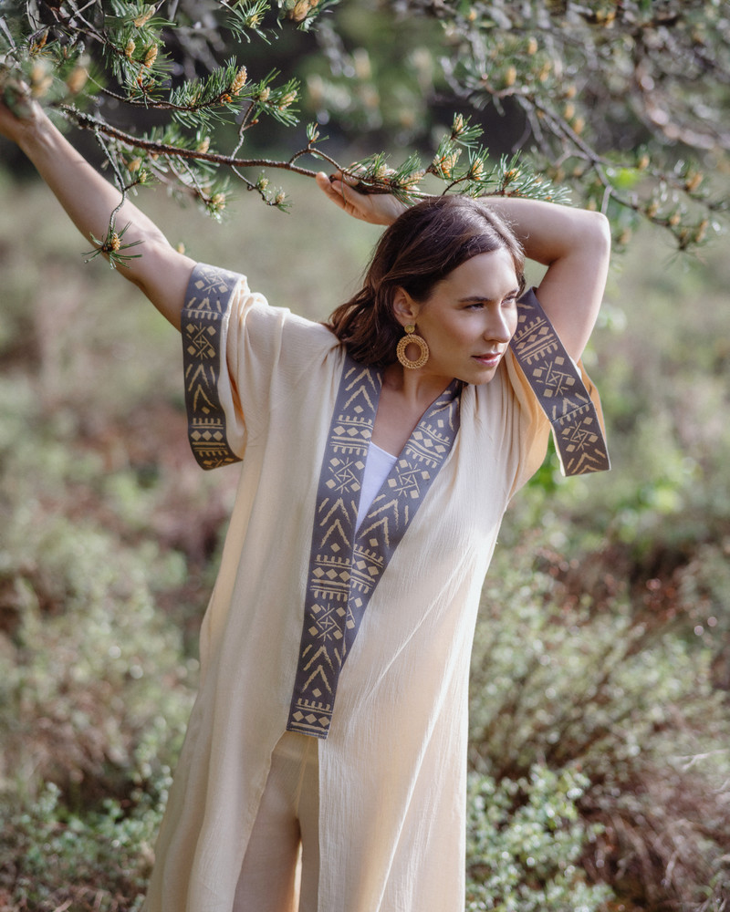 TRIBAL BURN KIMONO SAND