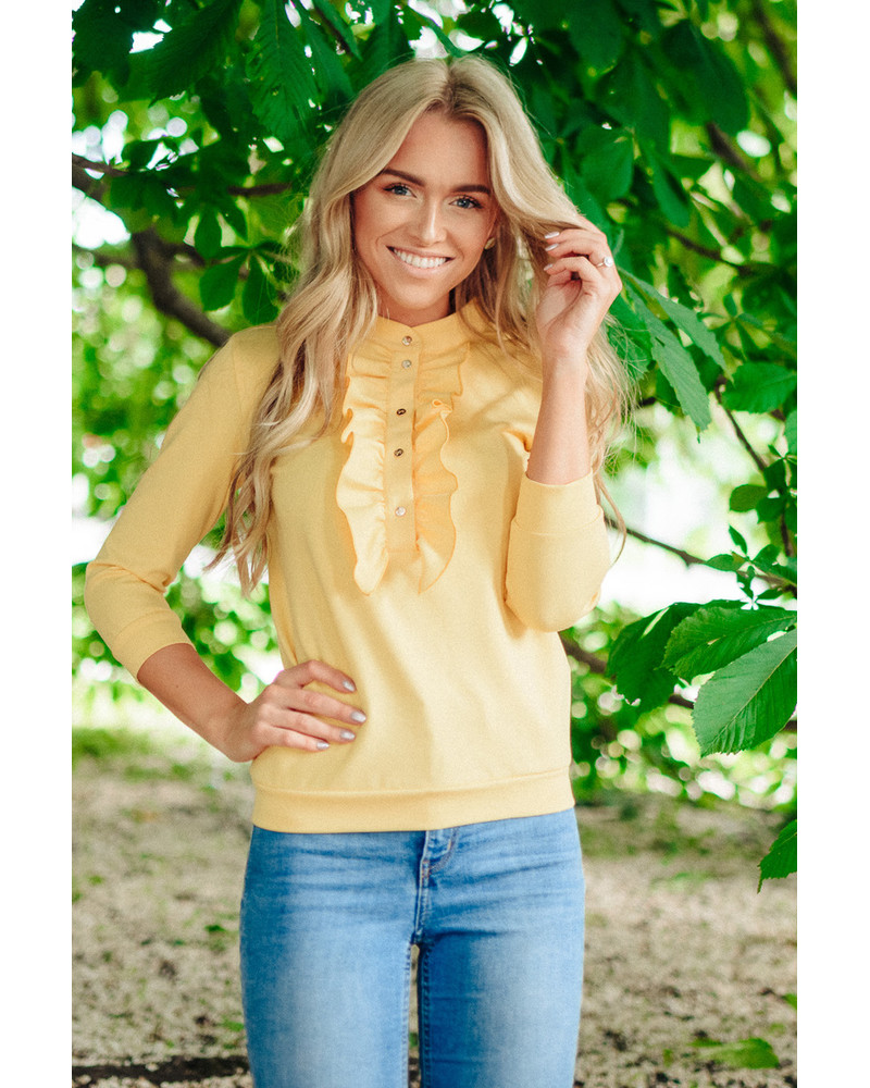 FRILL QUARTER SHIRT YELLOW