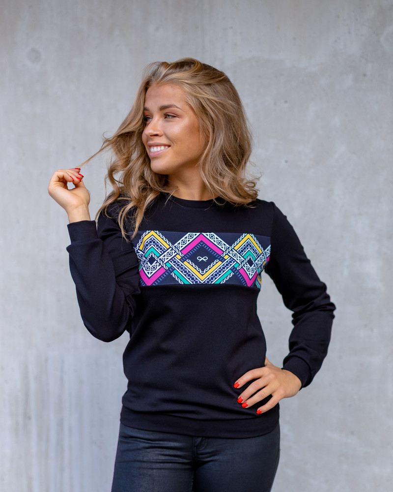 COLORFUL ETHNIC SWEATSHIRT BLACK