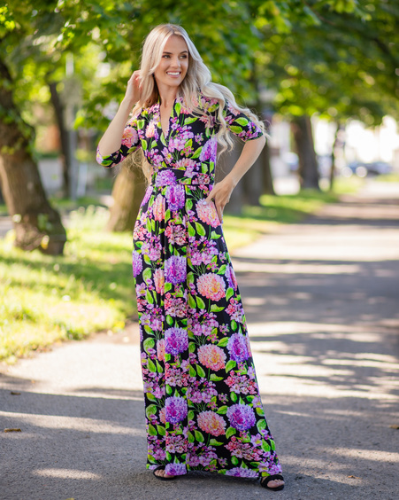 HORTENSIA MAXI ELEGANT DRESS BLACK