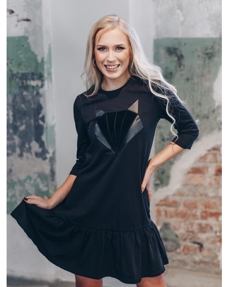 BLACK FOX FRILL DRESS BLACK