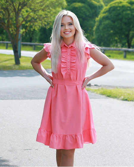 FRILL DRESS CORAL