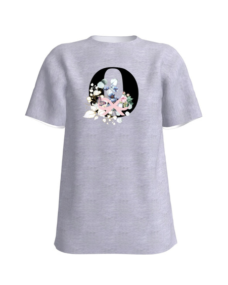 LETTER O FLORAL SLIM T-SHIRT LIGHT GREY
