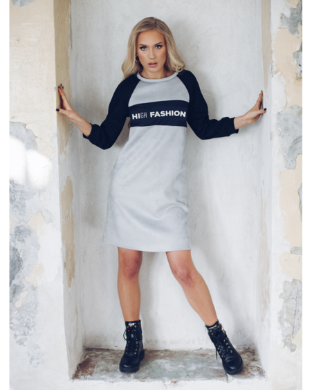 HIGH FASHION DRESS SUEDE BLACK & GREY